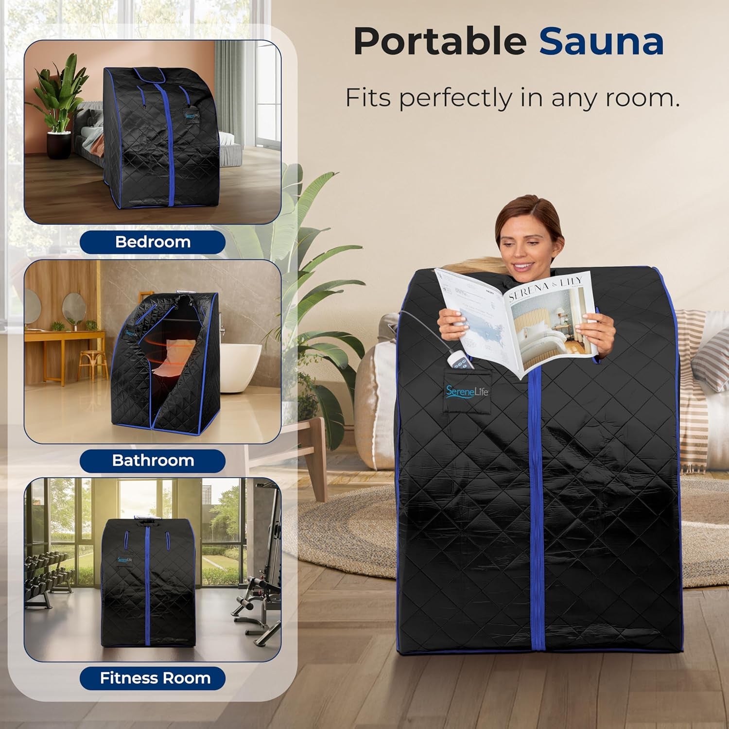 Portable Sauna Box for Home, Infrared Sauna Tent with Heated Foot Pad and Folding Chair, Remote Control In-Home Spa, 38" X 32”