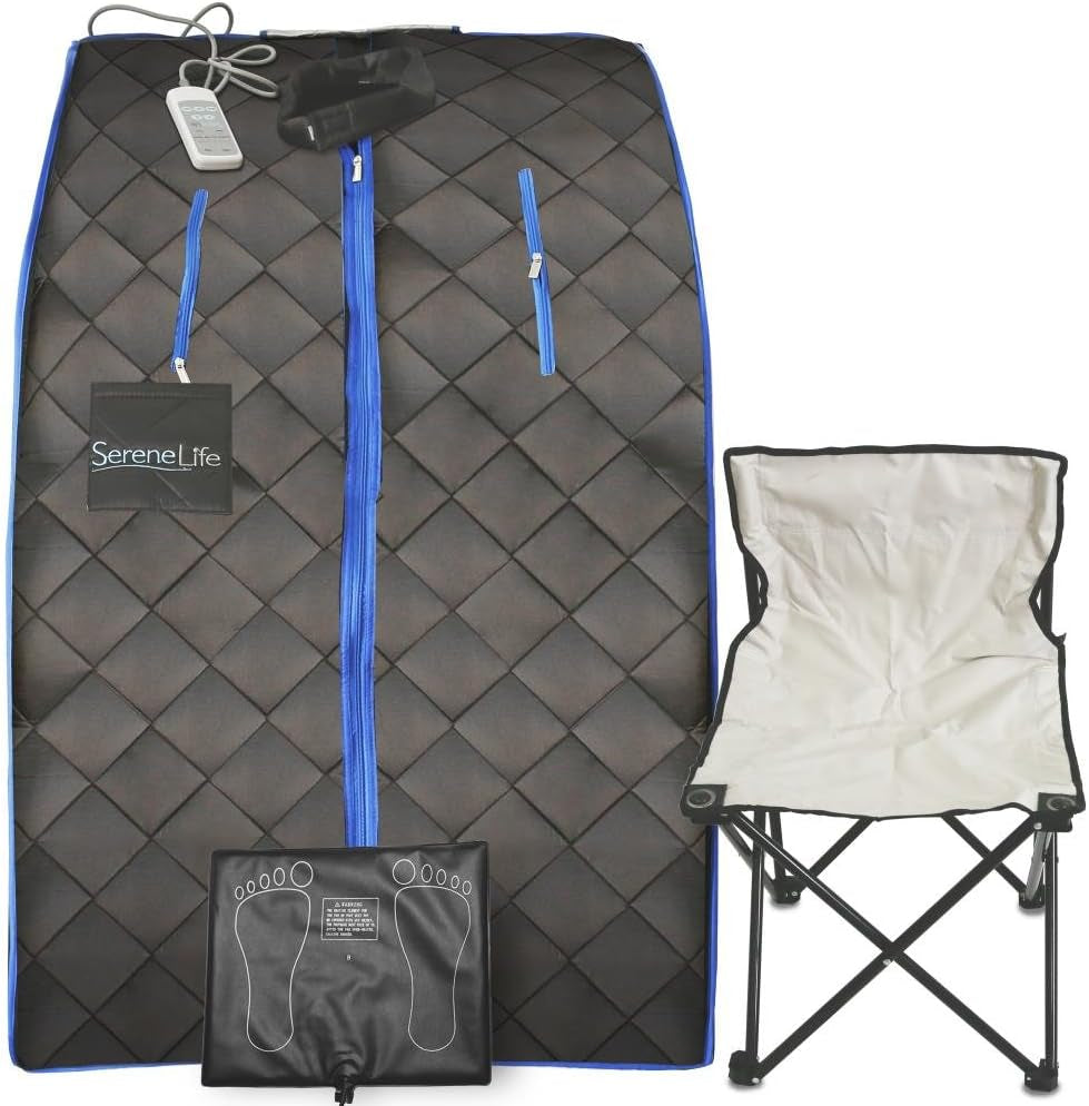 Portable Sauna Box for Home, Infrared Sauna Tent with Heated Foot Pad and Folding Chair, Remote Control In-Home Spa, 38" X 32”