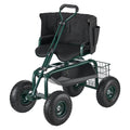 Rolling Garden Seat with Wheels, Adjustable Height & 360° Rotating Seat, 400Lbs Capacity, Gardening Cart with Backrest & Tool Storage for Outdoor Use