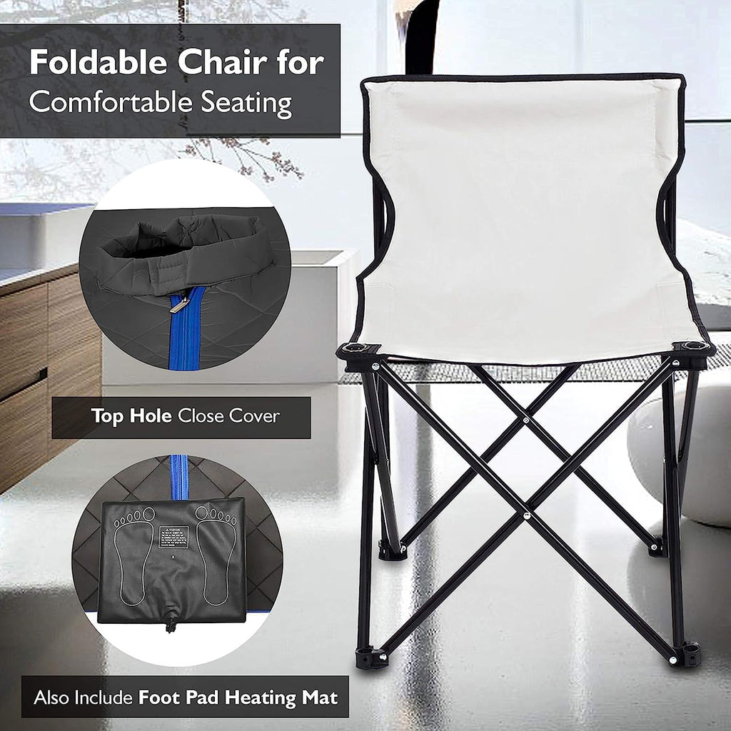Portable Sauna Box for Home, Infrared Sauna Tent with Heated Foot Pad and Folding Chair, Remote Control In-Home Spa, 38" X 32”