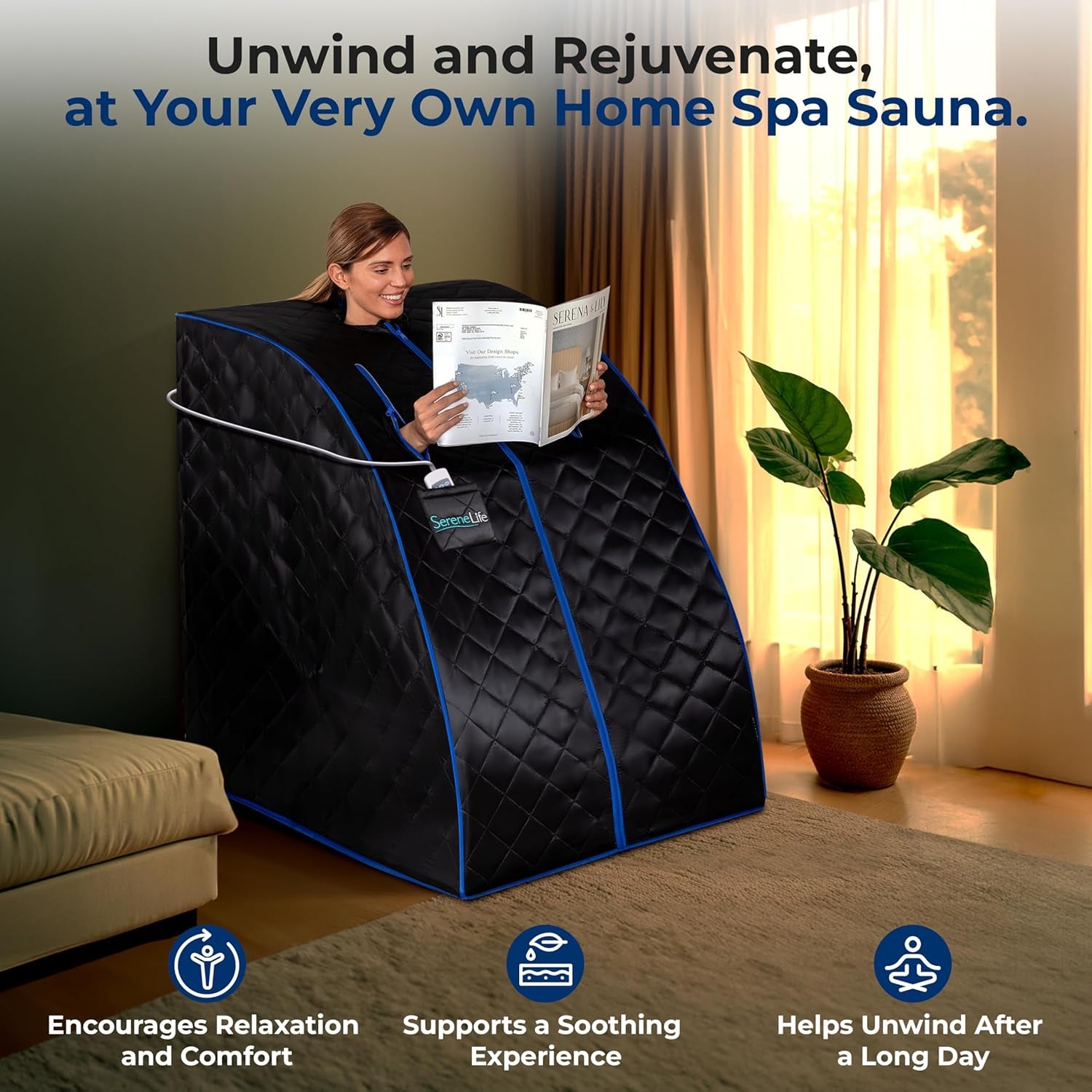 Portable Sauna Box for Home, Infrared Sauna Tent with Heated Foot Pad and Folding Chair, Remote Control In-Home Spa, 38" X 32”