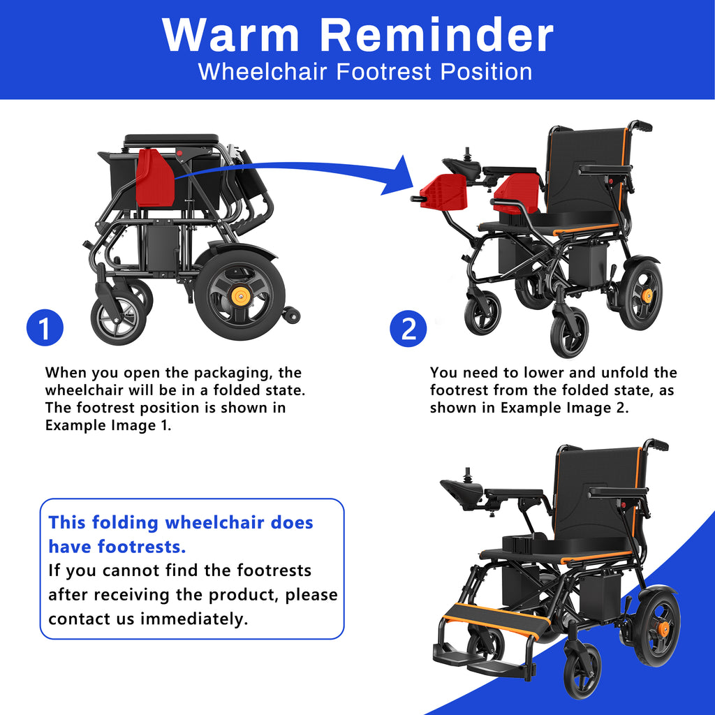 COOLHUT Foldable Electric Wheelchair, 20+ Miles Long Range Motorized Electric Wheelchair, Senior-Friendly Power Chair with 360° Joystick, All Terrain Smart Mobility Scooter, Orange