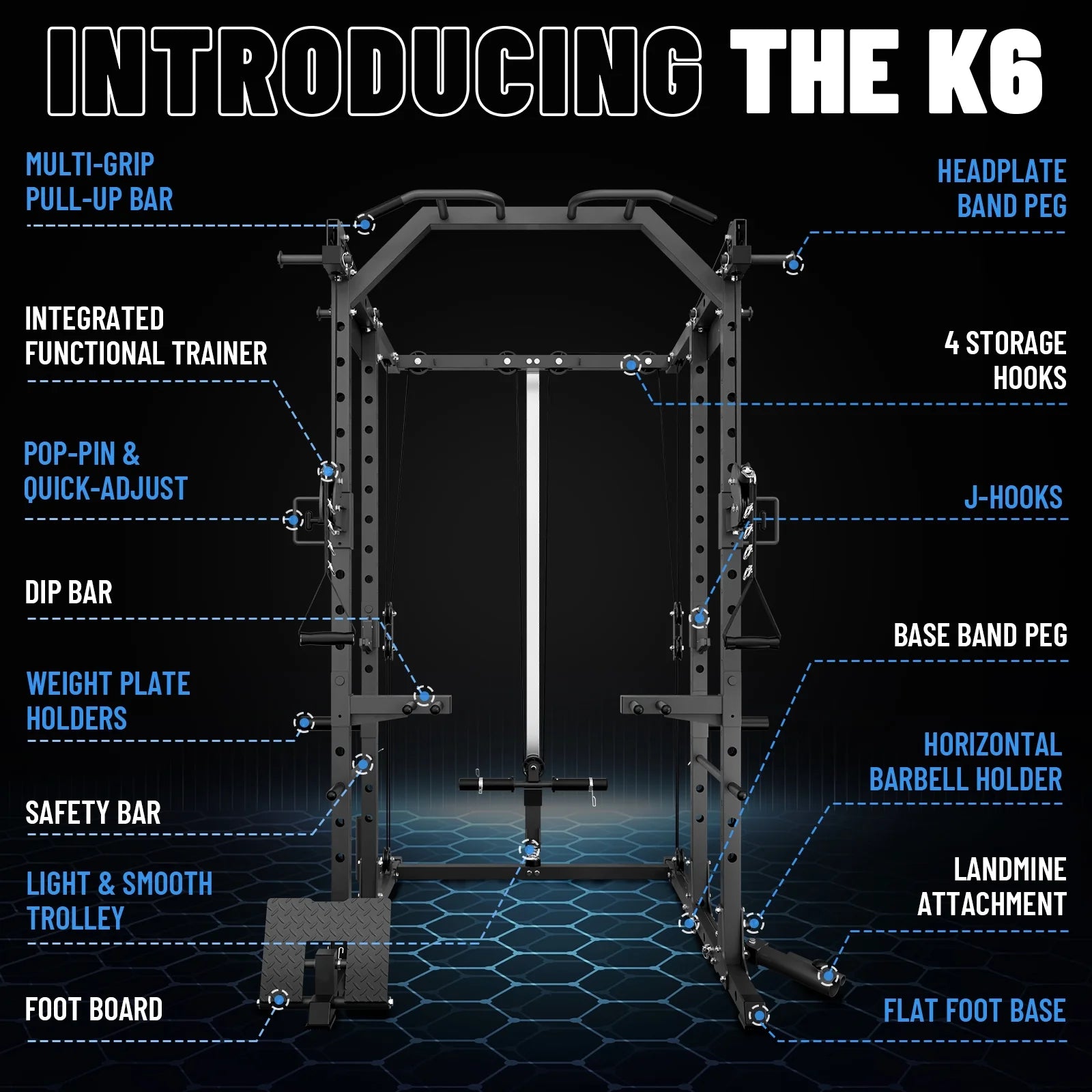 Power Rack Cage, 1500LBS Weight Cage with 800LB Capacity Adjustable Weight Bench, 1500LB Capacity Barbell and 230LB Weight Plate Set Black